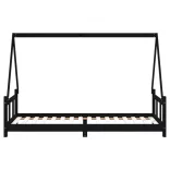 fekete tömör fenyőfa gyerekágykeret 90 x 200 cm