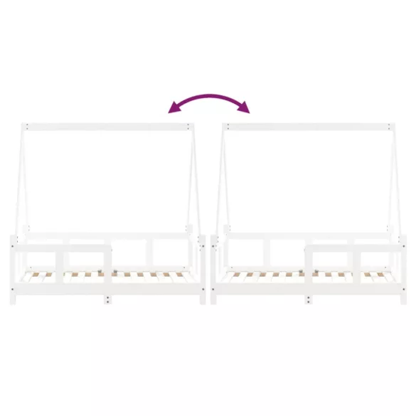 fehér tömör fenyőfa gyerekágykeret 70 x 140 cm