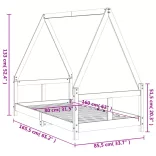 tömör fenyőfa gyerekágykeret 80 x 160 cm