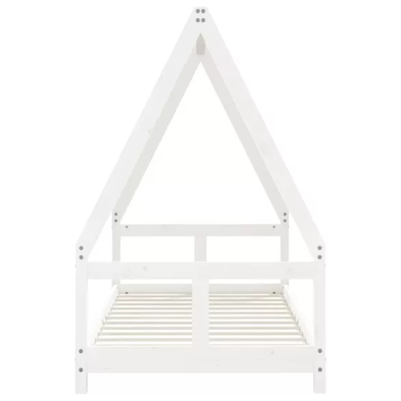 fehér tömör fenyőfa gyerekágykeret 80 x 160 cm