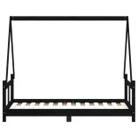 fekete tömör fenyőfa gyerekágykeret 80 x 160 cm