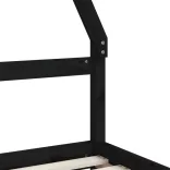 fekete tömör fenyőfa gyerekágykeret fiókokkal 80 x 200 cm