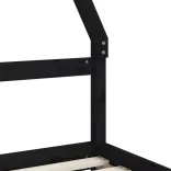 fekete tömör fenyőfa gyerekágykeret fiókokkal 90 x 200 cm