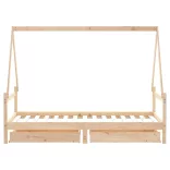 tömör fenyőfa gyerekágy keret fiókkal 90x190 cm