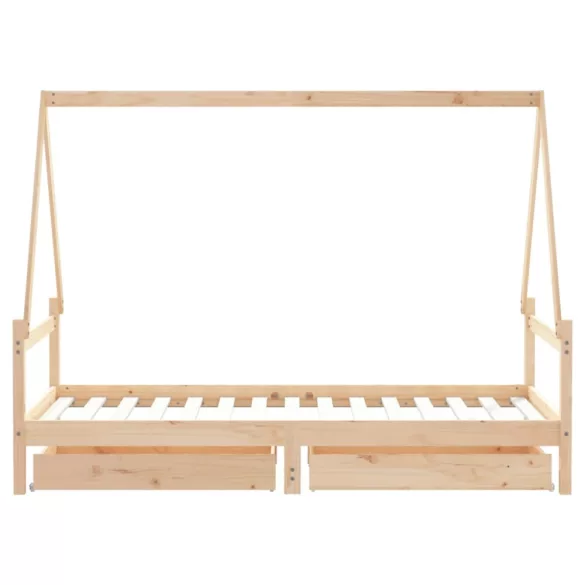 tömör fenyőfa gyerekágy keret fiókkal 90x190 cm