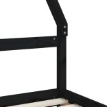 fekete tömör fenyőfa gyerekágy keret fiókkal 90x190 cm