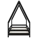 fekete tömör fenyőfa gyerekágykeret 80 x 200 cm