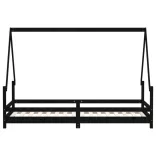 fekete tömör fenyőfa gyerekágykeret 80 x 200 cm