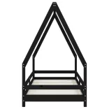 fekete tömör fenyőfa gyerekágykeret 90 x 200 cm