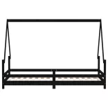 fekete tömör fenyőfa gyerekágykeret 90 x 200 cm