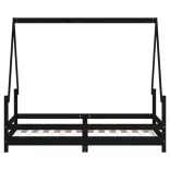 fekete tömör fenyőfa gyerekágykeret 80 x 160 cm