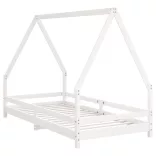 fehér tömör fenyőfa gyerekágykeret 90x190 cm