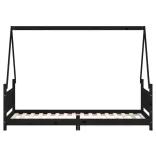 fekete tömör fenyőfa gyerekágykeret 80 x 200 cm