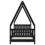 fekete tömör fenyőfa gyerekágykeret 80 x 200 cm