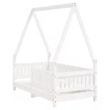 fehér tömör fenyőfa gyerekágykeret 70 x 140 cm