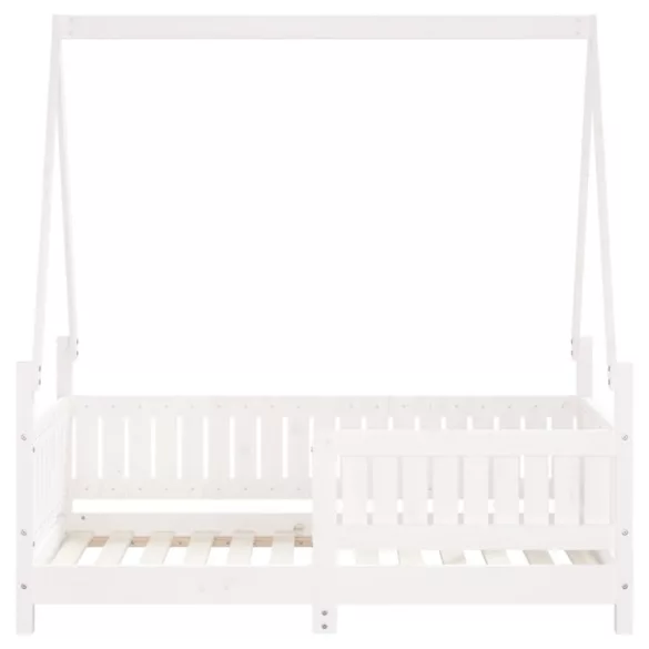fehér tömör fenyőfa gyerekágykeret 70 x 140 cm