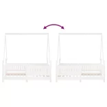 fehér tömör fenyőfa gyerekágykeret 70 x 140 cm