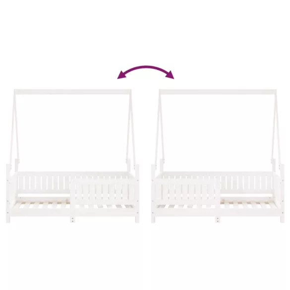 fehér tömör fenyőfa gyerekágykeret 70 x 140 cm