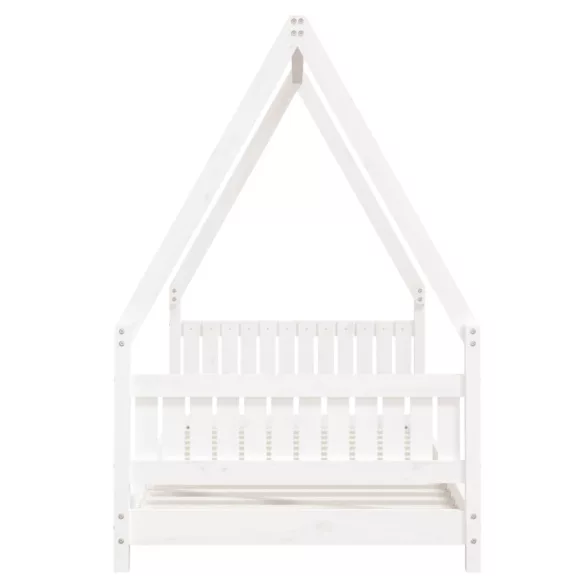 fehér tömör fenyőfa gyerekágykeret 90x190 cm