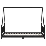 fekete tömör fenyőfa gyerekágykeret 90 x 190 cm
