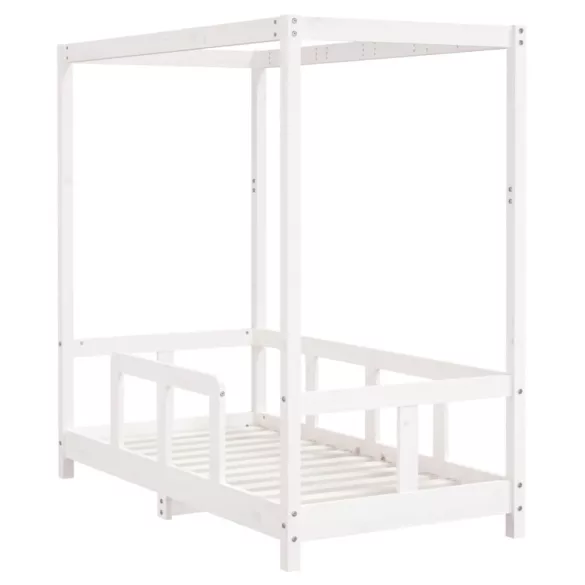 fehér tömör fenyőfa gyerekágykeret 70 x 140 cm