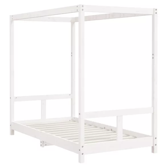 fehér tömör fenyőfa gyerekágykeret 80 x 160 cm