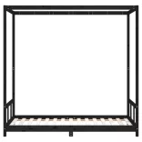 fekete tömör fenyőfa gyerekágykeret 90 x 190 cm