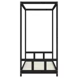 fekete tömör fenyőfa gyerekágykeret 90 x 190 cm