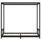 fekete tömör fenyőfa gyerekágykeret 90 x 200 cm