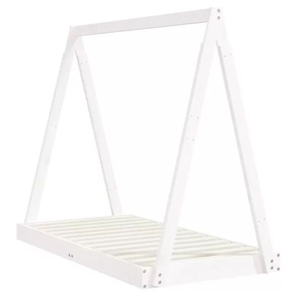 fehér tömör fenyőfa gyerekágykeret 70 x 140 cm