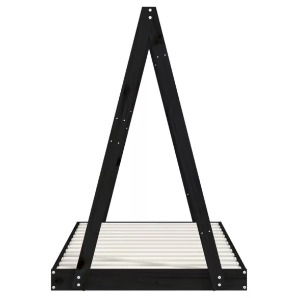 fekete tömör fenyőfa gyerekágykeret 80 x 160 cm