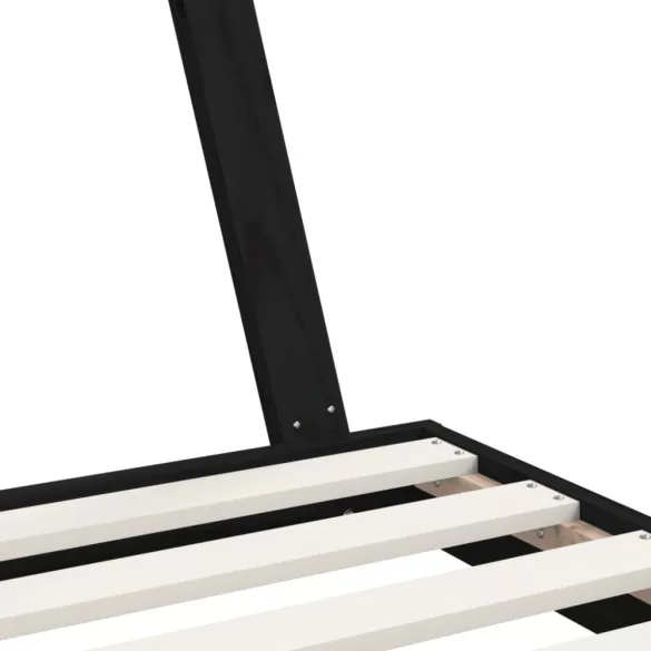 fekete tömör fenyőfa gyerekágykeret 80 x 160 cm