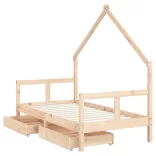 tömör fenyőfa fiókos gyerekágykeret 80 x 160 cm