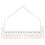 fehér tömör fenyőfa gyerekágy keret fiókkal 90x190 cm