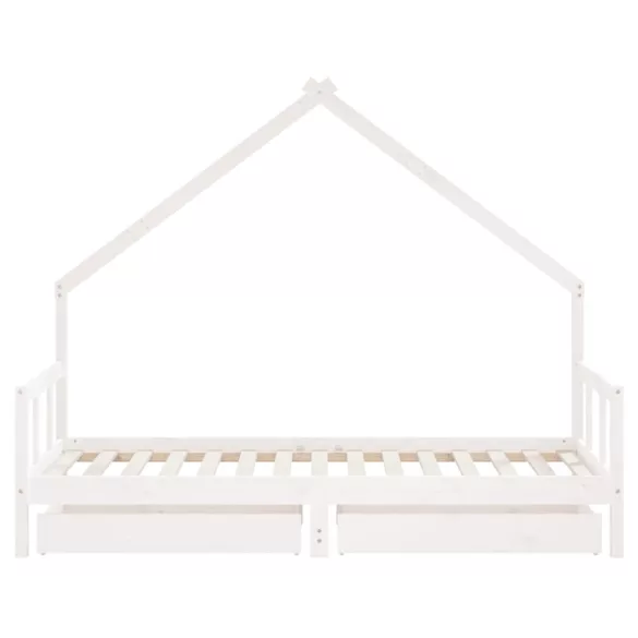 fehér tömör fenyőfa gyerekágy keret fiókkal 90x190 cm