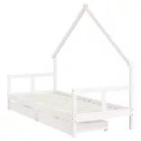 fehér tömör fenyőfa gyerekágykeret fiókokkal 80 x 200 cm