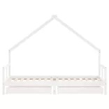 fehér tömör fenyőfa gyerekágykeret fiókokkal 80 x 200 cm