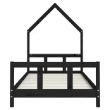 fekete tömör fenyőfa gyerekágykeret 90 x 190 cm