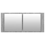 szürke sonoma LED-es tükrös fürdőszobaszekrény 100 x 12 x 45 cm