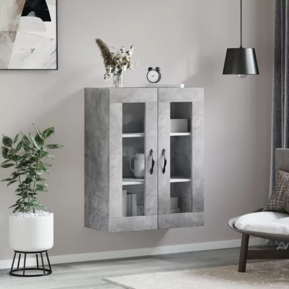betonszürke szerelt fa fali szekrény 69,5 x 34 x 90 cm
