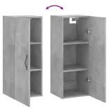 betonszürke szerelt fa fali szekrény 34,5x34x90 cm