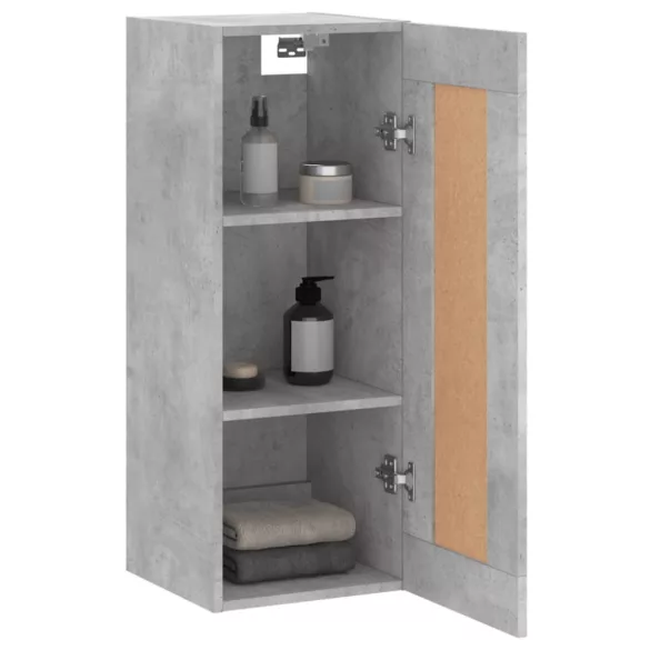 betonszürke szerelt fa fali szekrény 34,5x34x90 cm