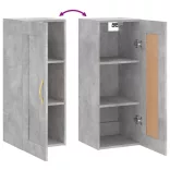 betonszürke szerelt fa fali szekrény 34,5x34x90 cm
