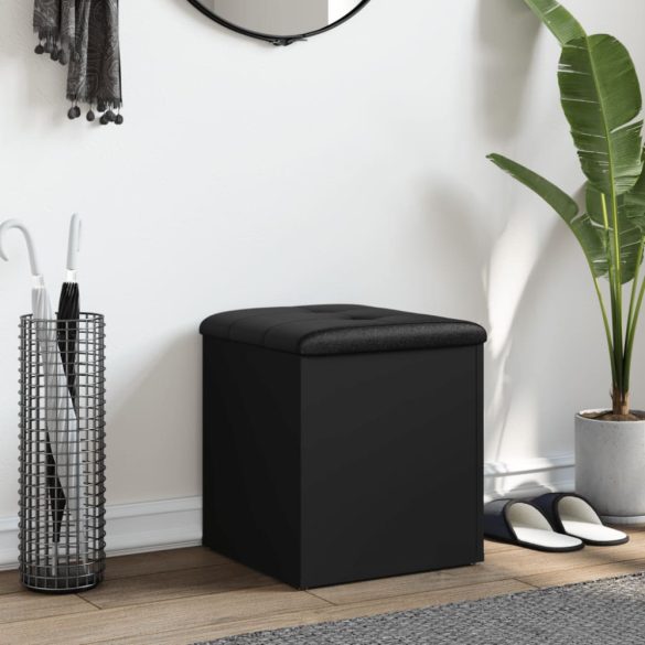 fekete szerelt fa tárolópad 42 x 42 x 45 cm