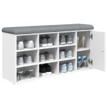 fehér szerelt fa cipőtároló pad 102 x 32 x 50 cm