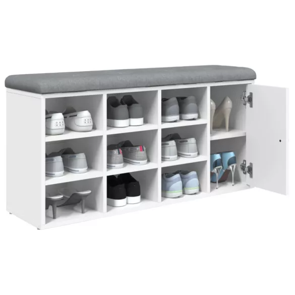 fehér szerelt fa cipőtároló pad 102 x 32 x 50 cm
