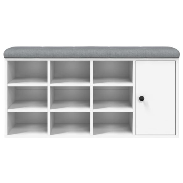 fehér szerelt fa cipőtároló pad 102 x 32 x 50 cm