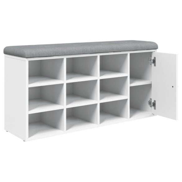 fehér szerelt fa cipőtároló pad 102 x 32 x 50 cm