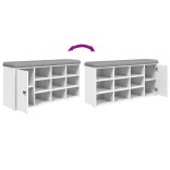 fehér szerelt fa cipőtároló pad 102 x 32 x 50 cm