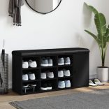 fekete szerelt fa cipőtároló pad 102 x 32 x 50 cm